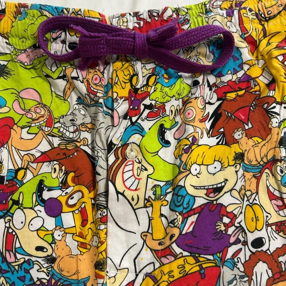 Nickelodeon 90s Cartoon Collage Pajama Pants Mens‎ 2XL Rugrats Ren Stimpy Cotton